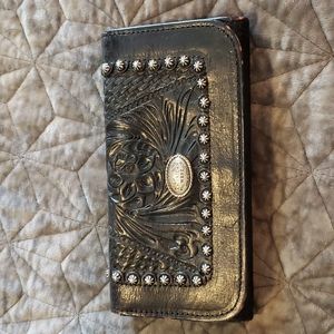 American west tooled leather wallet